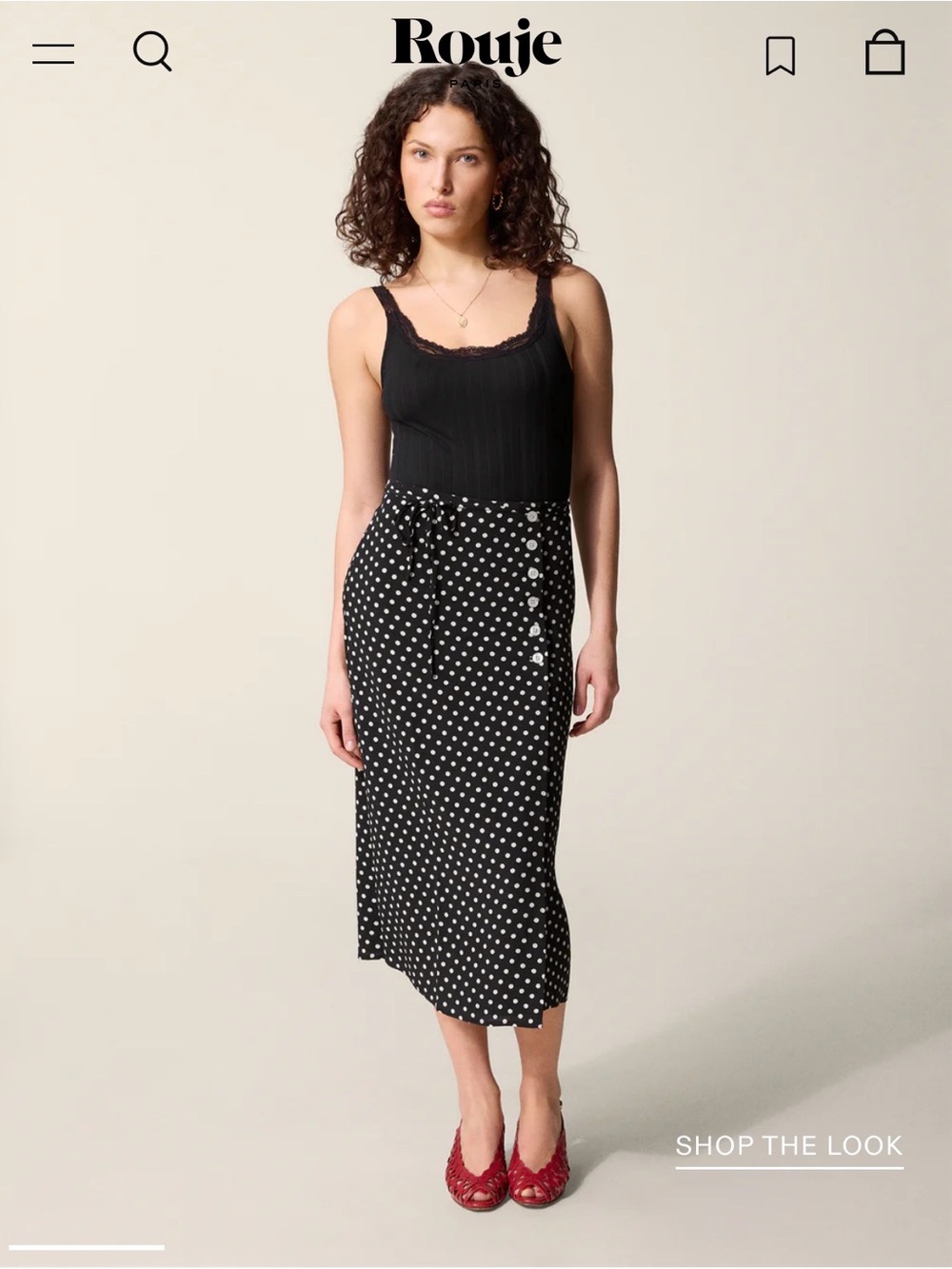 Rouje Black patterned Gloria wrap skirt